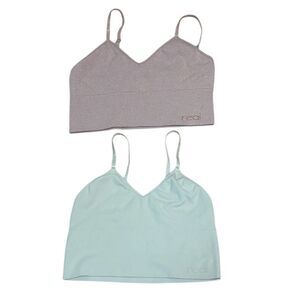 2 Ribbed Bralettes, sleep bras, Cream, Tan, Small /Medium